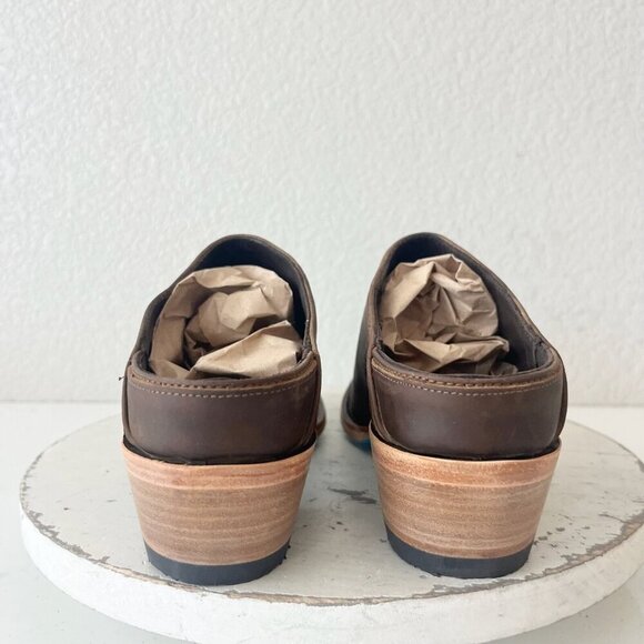 Lane Plain Jane Mule Womens 9 Brown Leather Cowboy Boots Short Western Cowgirl - Picture 3 of 13